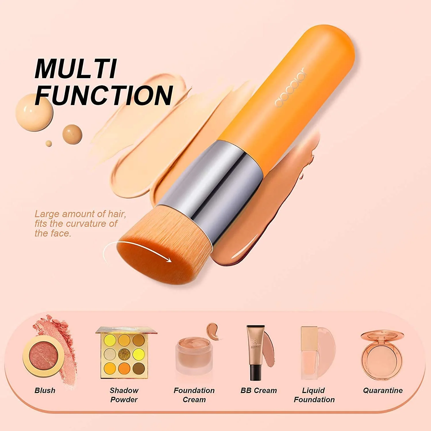 Docolor 3 Colors Flat Top Kabuki Foundation Brush Flat Cream Makeup Brushes Liquid Contour Buffing Brush Professional Cosmetics