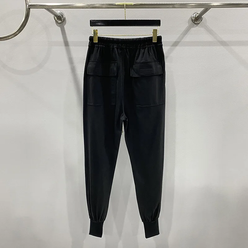 New Style High Street Rick Men Long Pants  Black Small Leg Casual Pants Women Higher Quality Pants