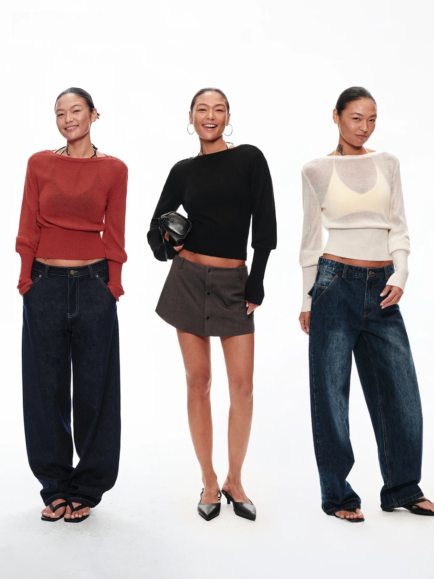 

Женский шелково-шерстяной трикотажный топ с микро-прозрачными вставками, длинными рукавами и одним открытым плечом, из пряжи, повседневный, свободного кроя, весенняя мода