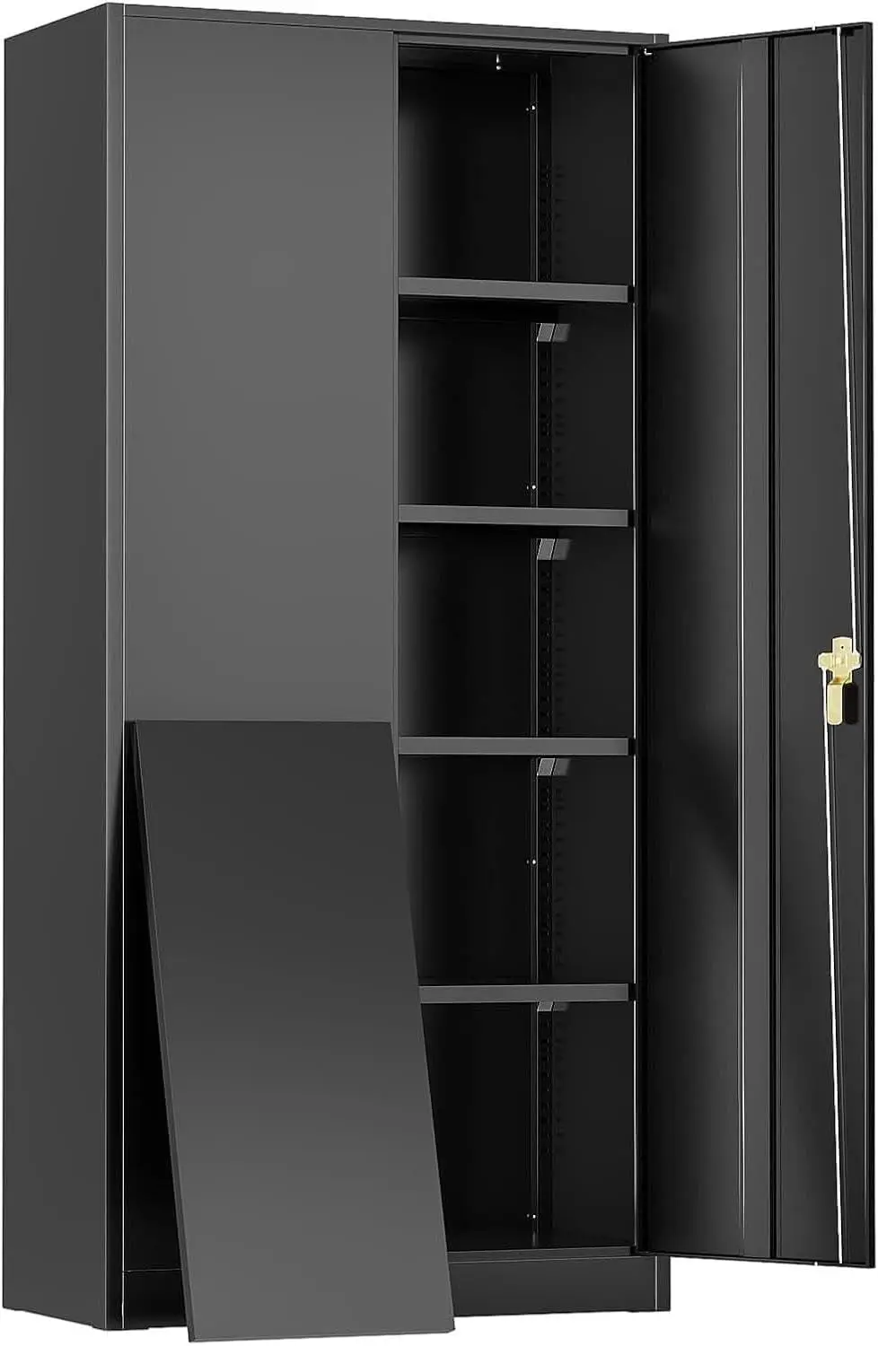 Metal Storage Cabinet with 2 Doors and 4 Adjustable Shelves, Tall Locking Steel Storage Cabinet with Lock for Home, Office, Ware