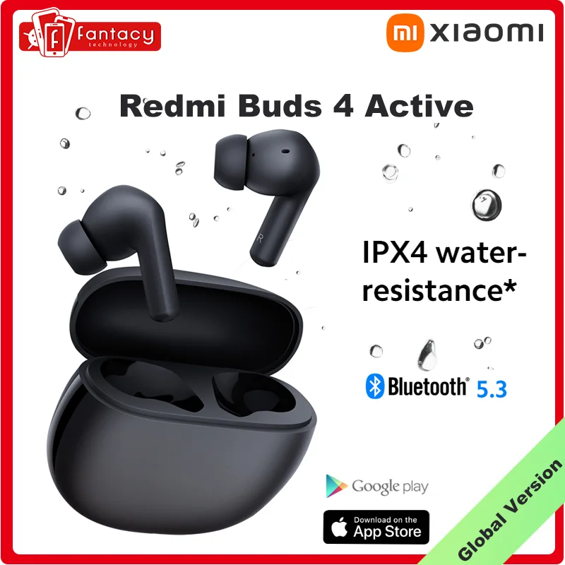 Xiaomi Redmi Buds 4 headphone nirkabel, versi Global aktif Bluetooth 5.3 latensi rendah Panggilan Earphone peredam kebisingan