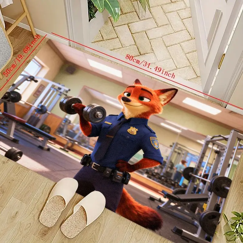 

1PC Zootopia Nick Wilde Police Officer Gym Fitness Floor Mat, Cartoon Character Non-Slip Area Rug for Living Room Bedroom Kids R