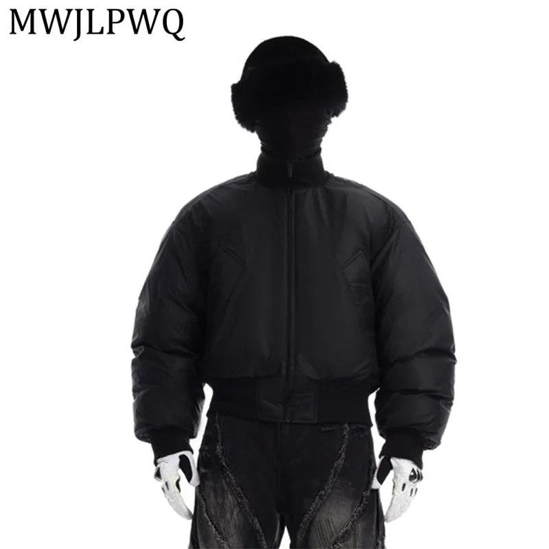 

MWJLPWQ Niched зимняя куртка с воротником-стойкой, мужская уличная куртка на молнии с большим карманом, короткое теплое хлопковое пальто высокого класса 12964