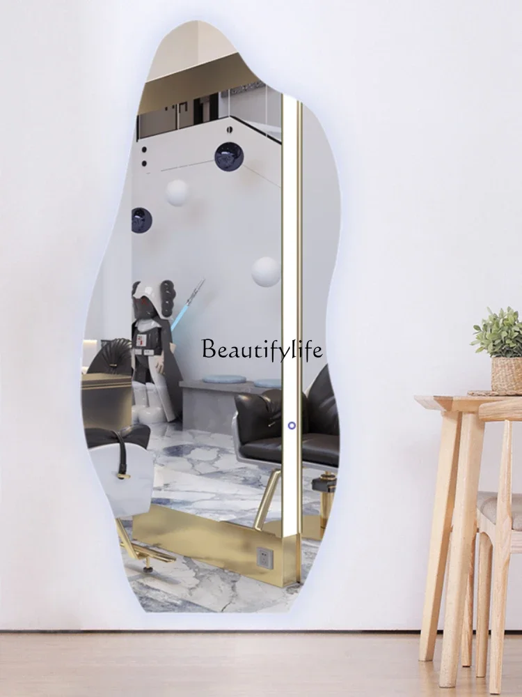 High-End Hair Salon Dressing Table for Hair Salon Single-Sided Floor Mirror Barber Shop