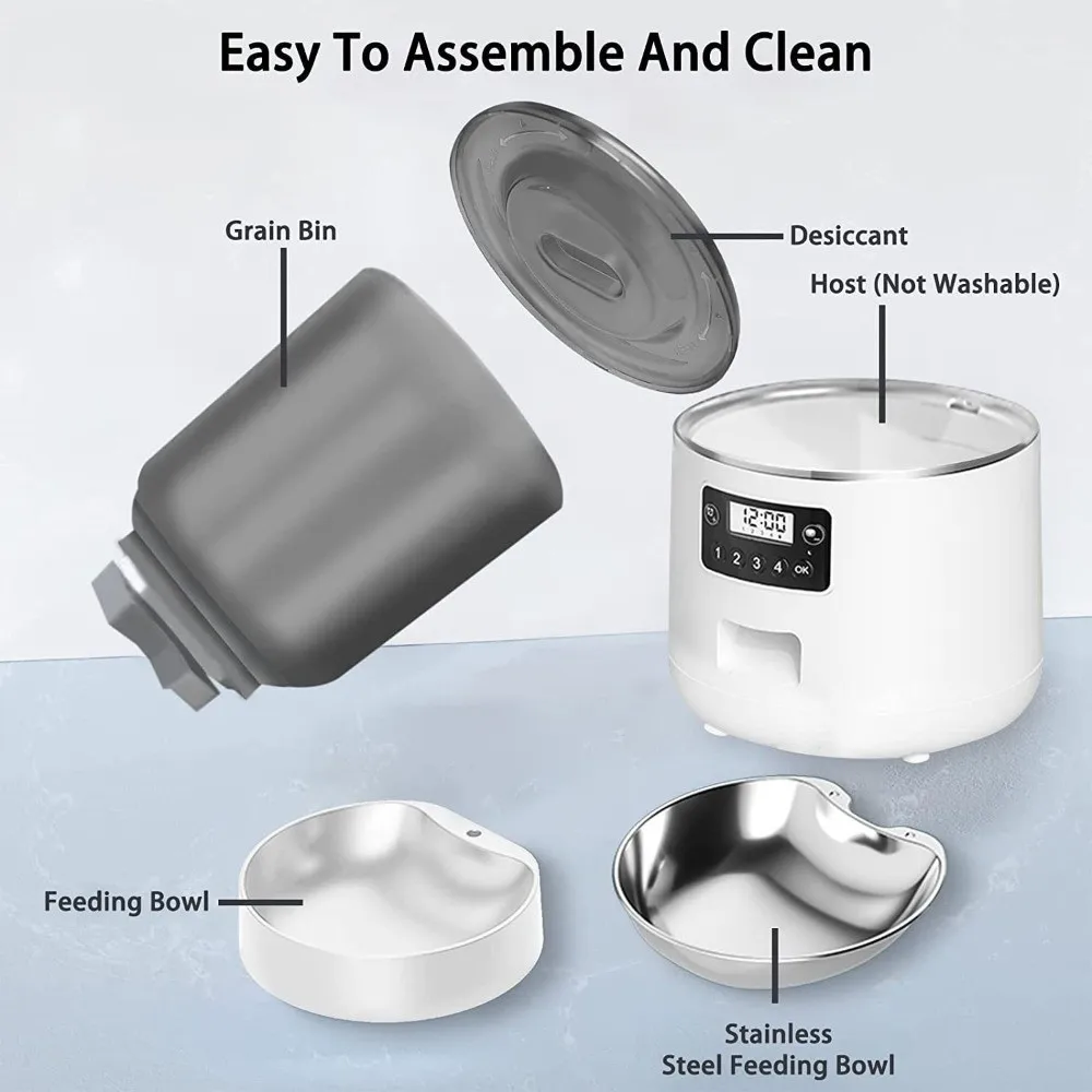 

4L Smart Pet Feeder Timed Feeding Remote Control APP Control Feeder Stainless Steel Bowl 9-Meal Dog Food Dispenser Home Use