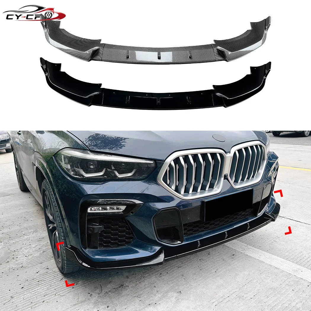 For BMW X6 G06 M Sport 2019 2020 2021 2022 2023 Car Front Bumper Lip Splitter Diffuser Body Kit Spoiler Trim Black Tuning