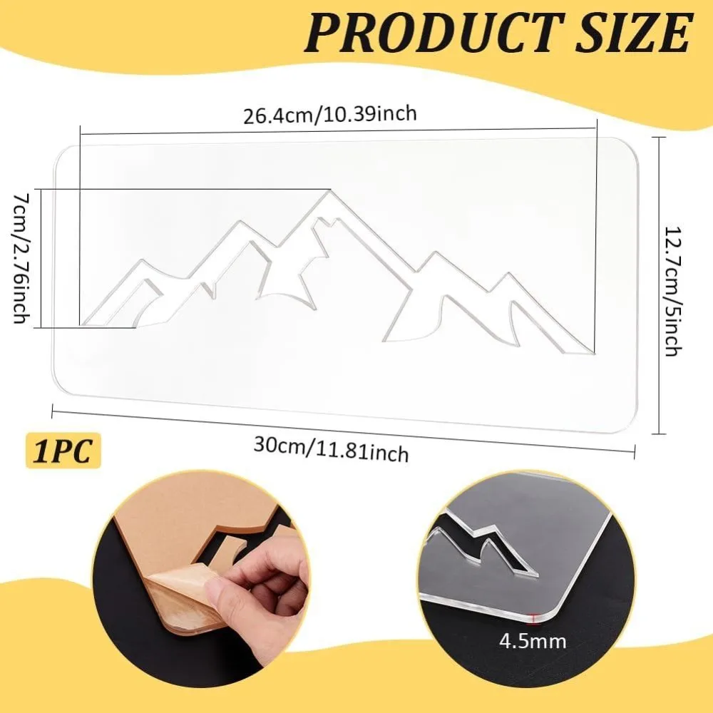 Mountain Clear Acrylic Router Inlay Template Woodworking Router Template with Protective Film for Creating Inlays in Signs