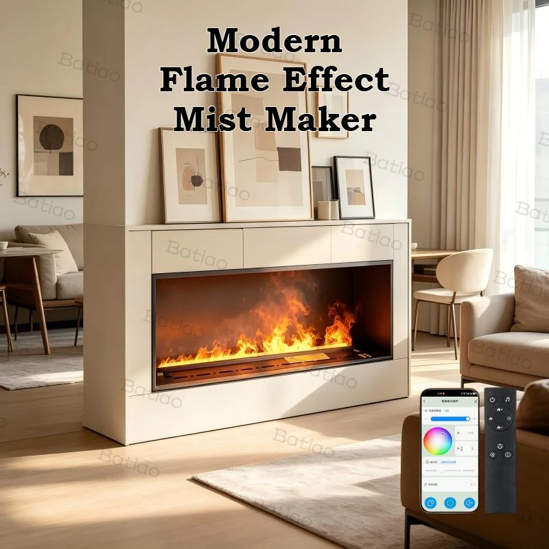 Modern Flame Effect Mist Maker,Non-Heating Decorative Water Vapor Humidifier Sleek Water Mist Fireplace tv stand with fireplace