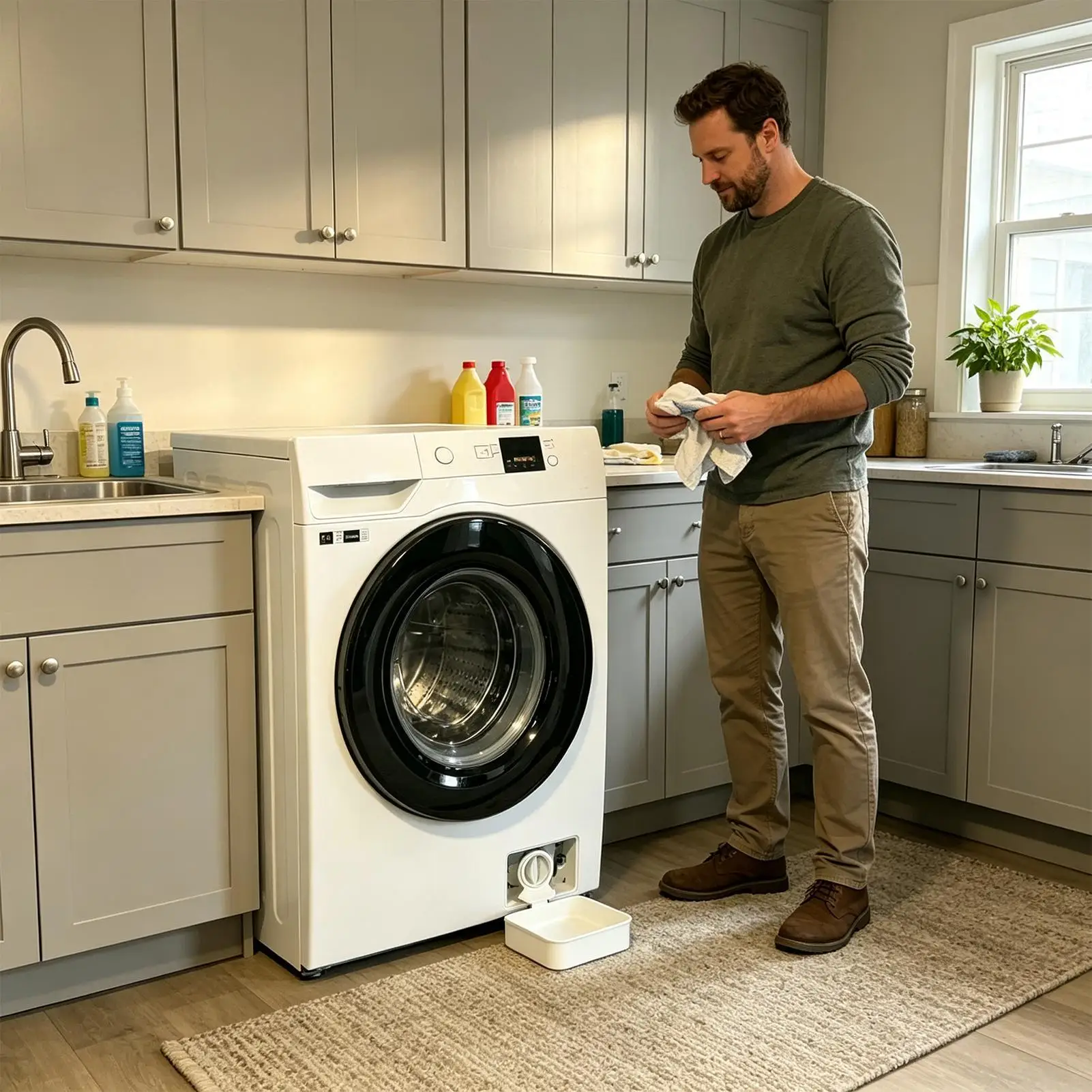 Washing Machine Drainage Funnel Tray Leakproof Water Catcher Pan Front Load Non-Slip Splash Catcher for Laundry Rooms Basements