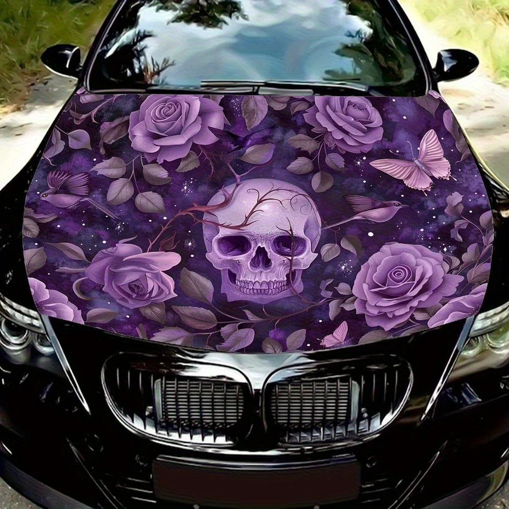 

Purple Skull Car Hood Decal Sticker - Splash-Resistant PVC Vinyl Wrap, Easy Removal No Residue, Fit For Most Vehicles, Durable A