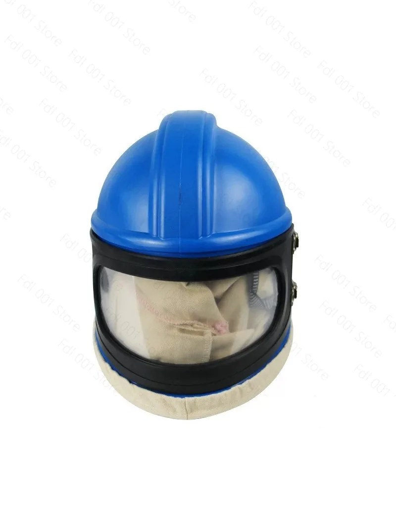 Helmet type sandblasting protective clothing Oxygen hood Double layer protective belt intake pipe Canvas sandblasting clothing