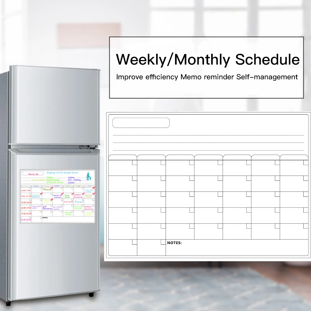 Magnetic Dry Erase Board Calendar Whiteboard Refrigerator Stickers Kitchen Fridge White Board for Weekly Monthly Schedule Daily