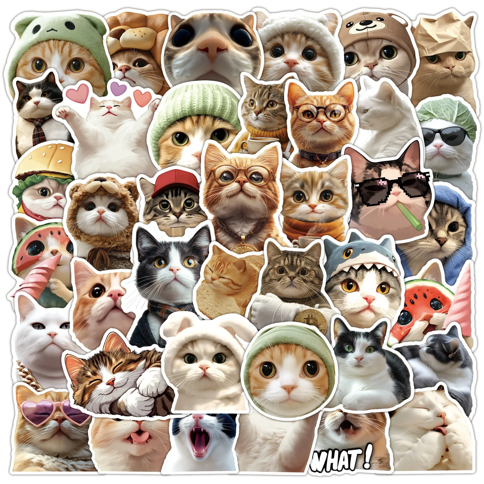 

10/30/50PCS Cute Cat Funny Meme Sticker Kawaii Creative Graffiti Waterproof Decal Kids Toy Gift for Guitar Laptop Scrapbook