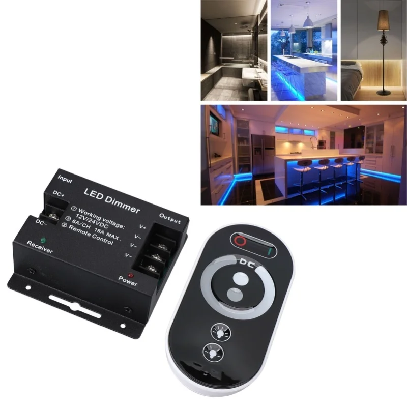 

Dimmer Switch DC 12V-24V 18A PWM LED Light Strip Dimmer With RF Remote Control Adjust Brightness Dimmer Light Switch