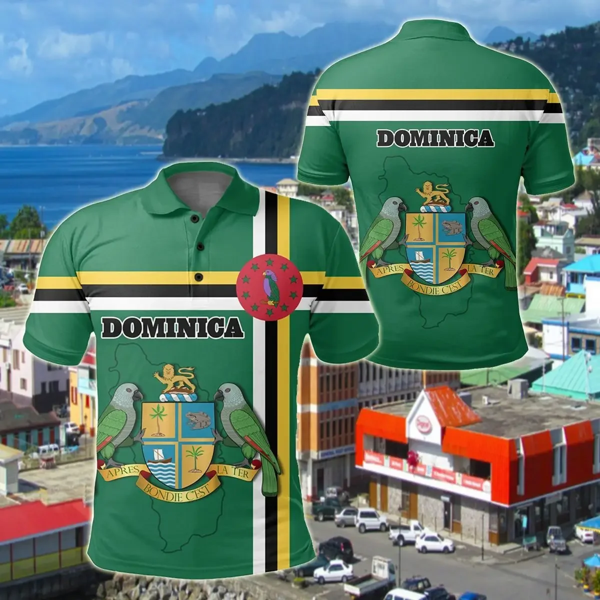 

Dominica Flag & Coat of Arms Customized Polo Shirts Summer Casual Streetwear Men's Fashion Loose Jersey Plus Size Sportswear