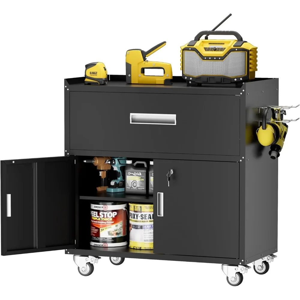

Metal Garage Storage Cabinet with Wheels, Lockable Rolling Tool Chest with Wheels, Tool Cabinet on Wheels, Metal Rolling Utility