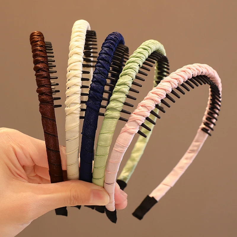 2023 New Children Sweet Solid Toothed Anti Slip Headband Kids Lovely Colorful Hair Hoop Baby Girls Cute Acrylic Hair Accessories