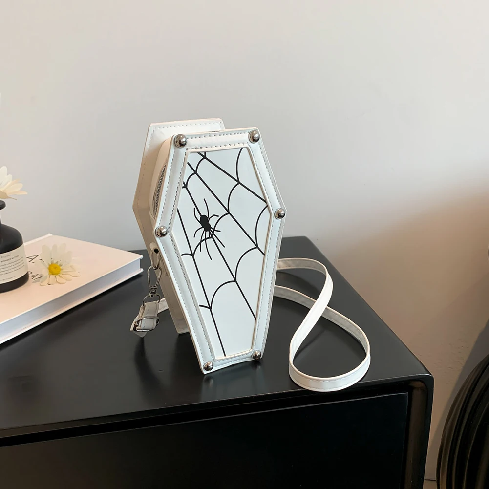 

Dark Gothic Coffin Spider PU Leather Shoulder Bags Halloween Women's Bag Adjustable Strap Crossbody Bag Retro Spider Purses