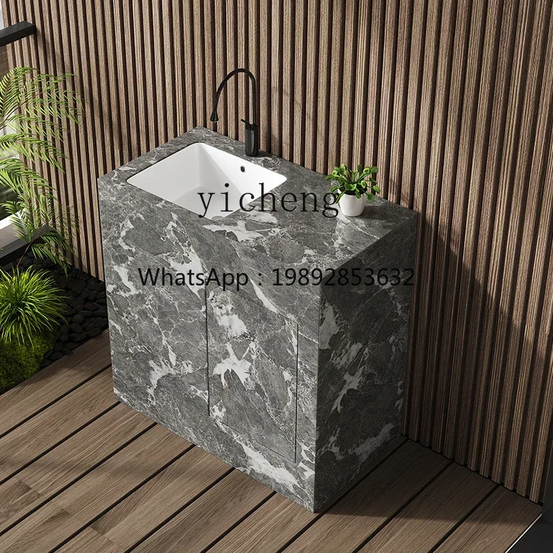 Y1 luxury stone seamless rock slab column basin outdoor washbasin courtyard outdoor washbasin
