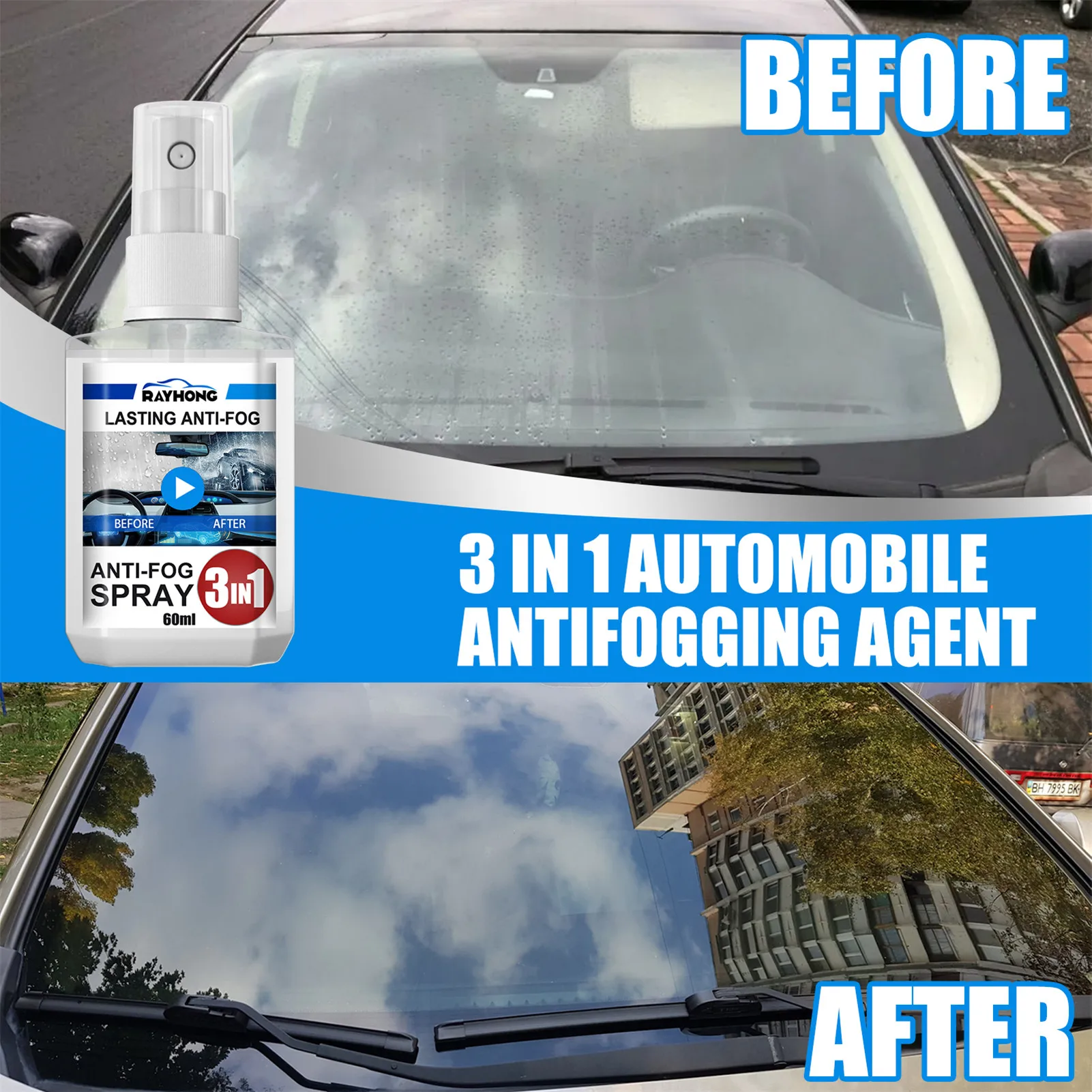 Anti-fog Agent 60ml Car Defogger Agent Spray Car Window & Windshield Cleaner Prevents Fog On Windshield Glasses Lenses Goggles