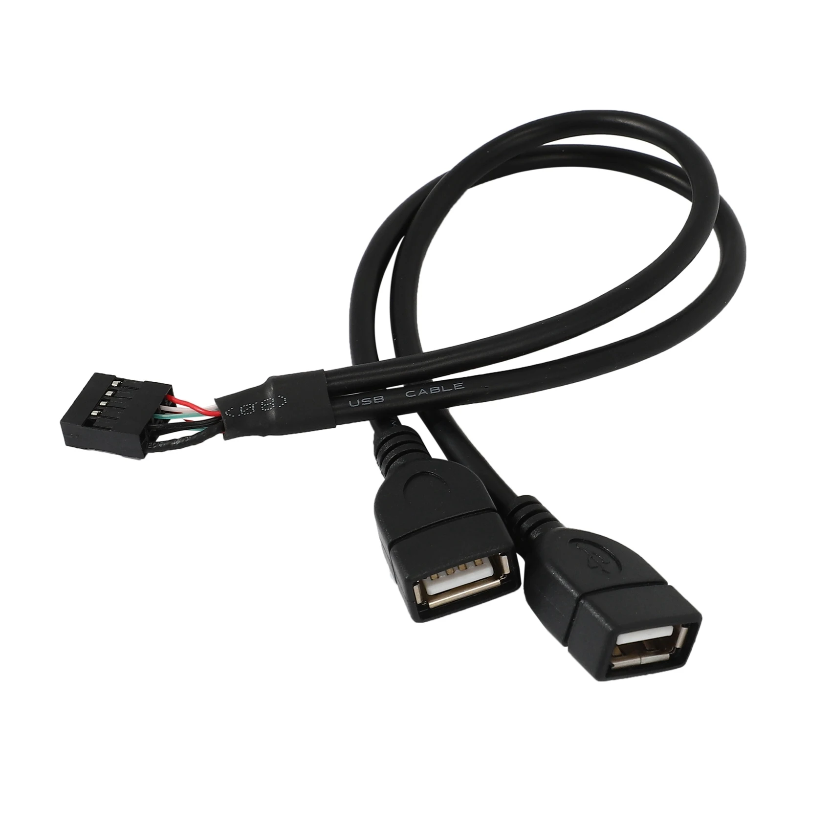 30CM 10 Pin Motherboard Female Header to 2 Port Dual USB 2.0 Male Adapter Dupont Y Splitter Cable (10Pin/2AM)