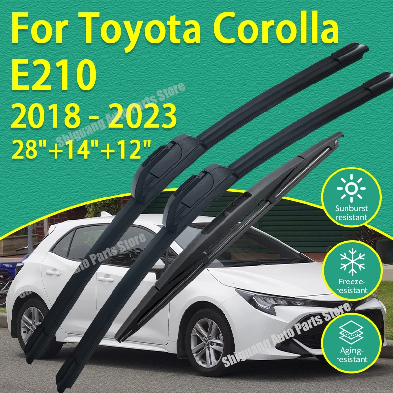 

Front Rear Silicone Coating Wipers for Toyota Corolla E210 2018 - 2023 Hatch 28"+14"+12" Car Wiper Windshield Windscreen Blades