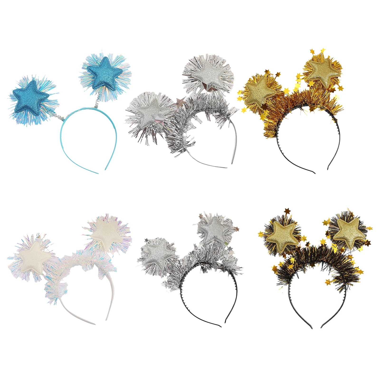 إكسسوارات ربطات شعر على شكل نجمة لامعة للنساء والفتيات ليلة رأس السنة ومستلزمات تزيين حفلات أعياد الميلاد #2