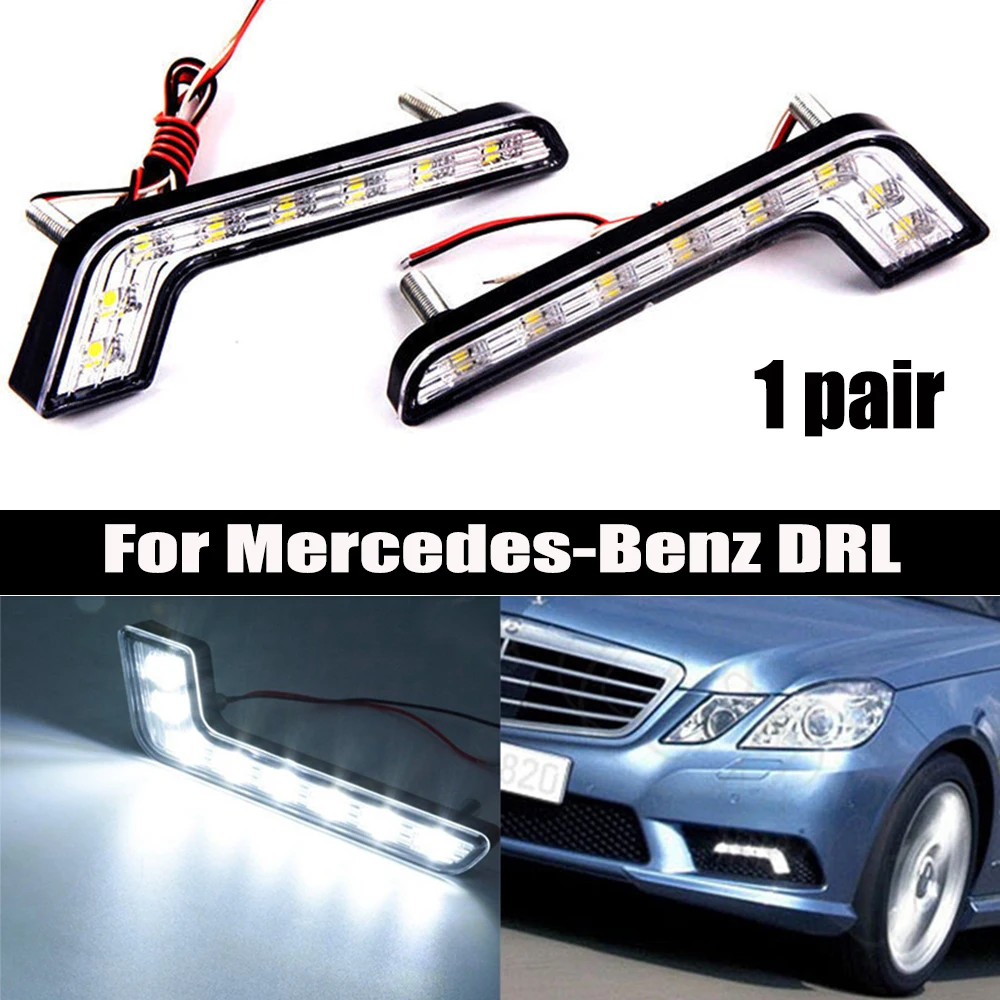 

2pcs 8 LED Car Daytime Running Lights Led Fog Lamp Car External Lamps Driving Fog Light For Mercedes-Benz DRL Led White L Shape