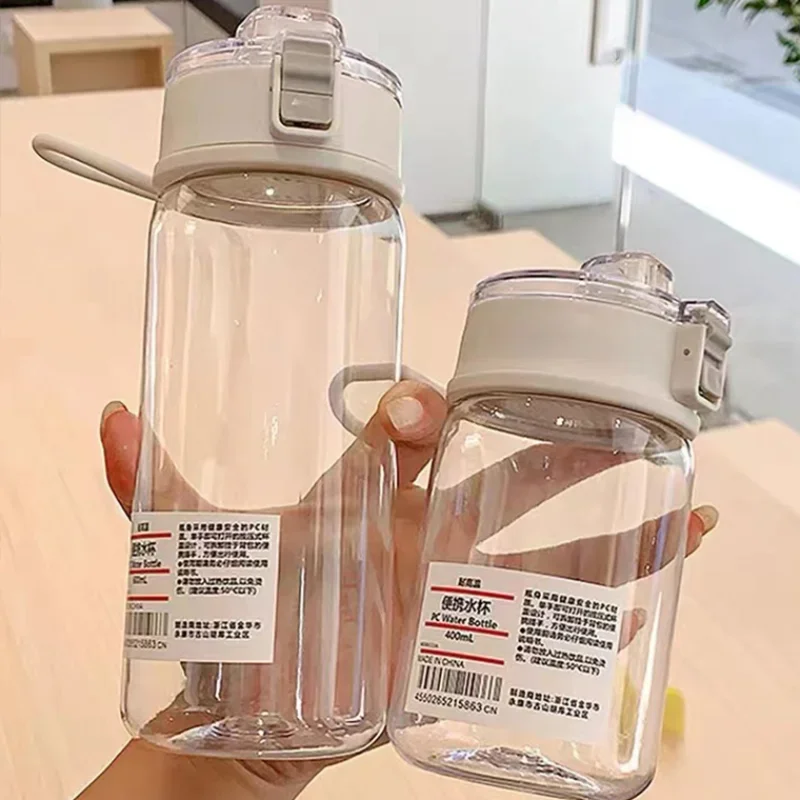 Plastic Water Bottle with Time Scale Portable Transparent Sports Water Bottle Drop Proof Cup Kawaii Water Bottle