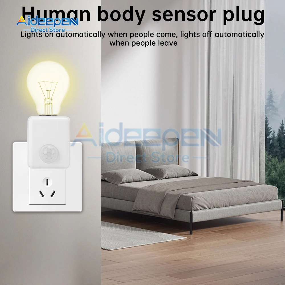 Smart AC110-240V PIR sensore di movimento a infrarossi a induzione E27 supporto Base lampada a LED con interruttore di controllo della luce