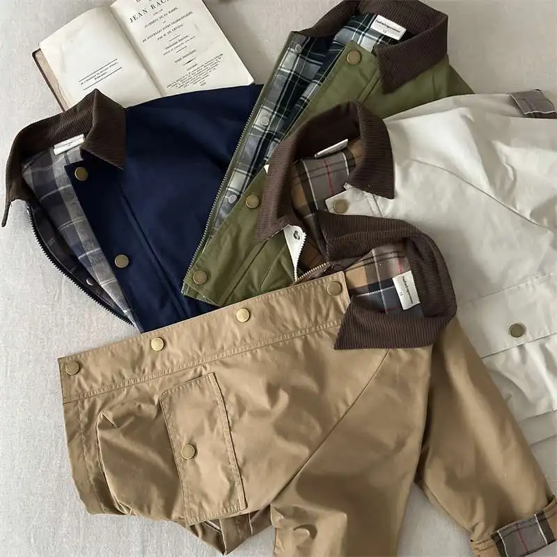 2026 UNITIM Frühling Herbst Kinder Jungen Jacke Kariert mit Taschen Langarm Kleinkind Jungen Oberbekleidung Mantel Kinder Jungen Jacke – Detail 22