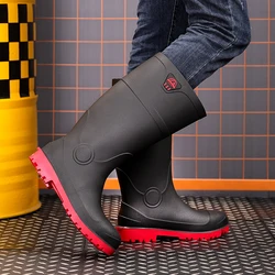 New Steel Toe Rain Boots Men's Anti-Puncture Waterproof Shoes Outdoor High Top Anti-Slip Anti-Smash Wear-Resistant Water Boots