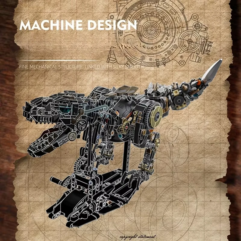 Mech – blocs de construction tyrannosaure, Joint et engrenage semi-mécaniques, multi-articulation, jouet de bureau Flexible et mobile pour garçon