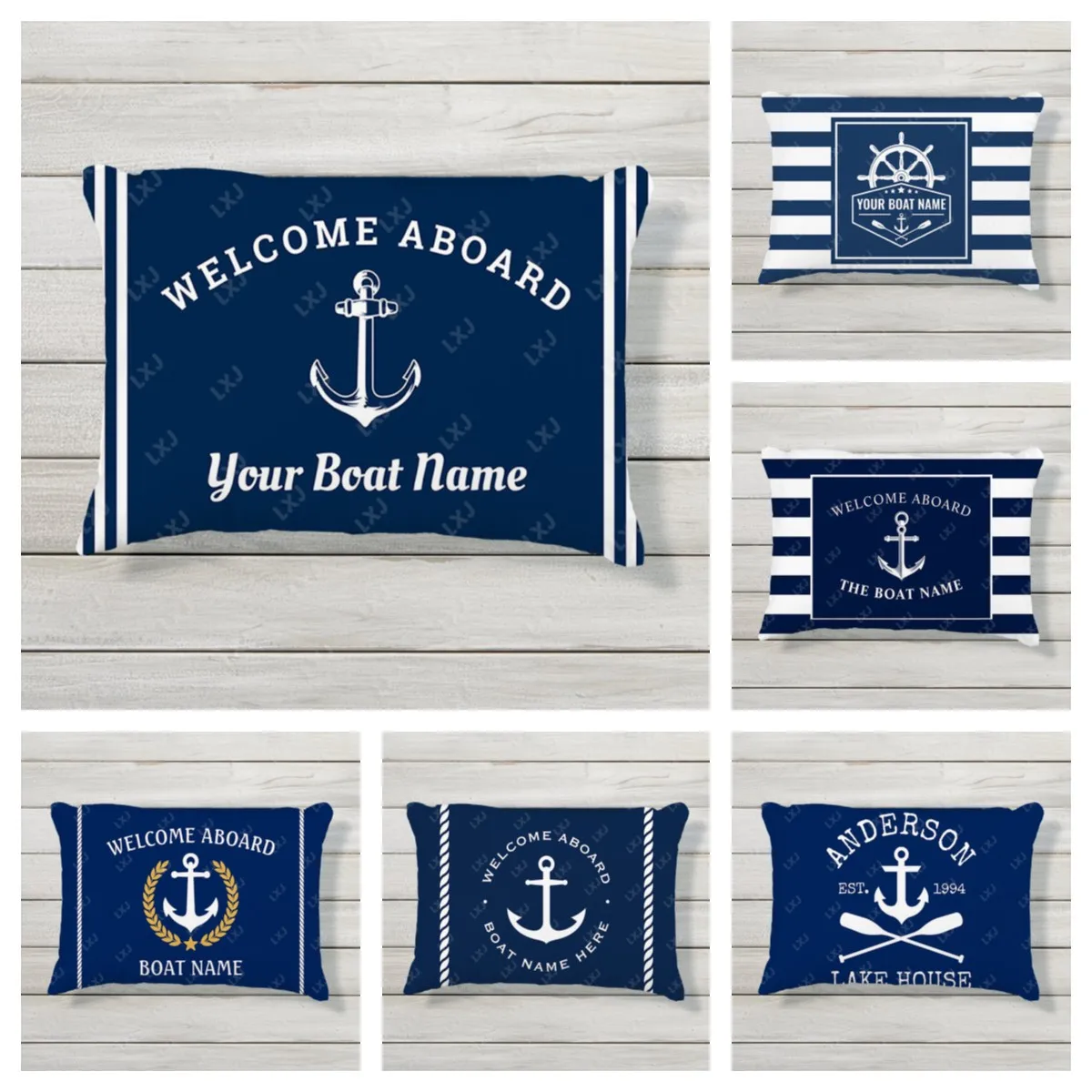 Custom Nautical Boat Name Pillow Cover  Cushion Cover Personalized Decorative Throw Pillow Case for Sofa Couch BedroomHome Decor