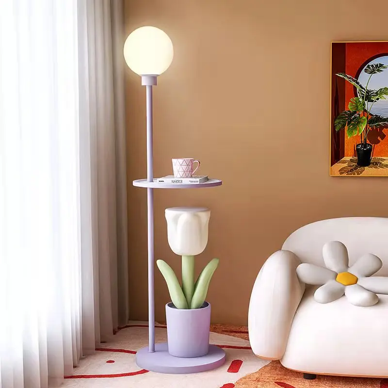 Home Decor tulipan statua salon nocna lampka nocna narożnik lampka nocna stołowa figurka pokój dziewczyn dekoracje estetyczne