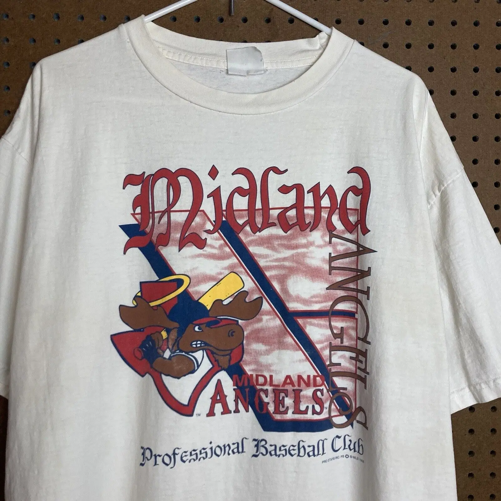 Vintage Midland Angels Baseball T-shirt Size XL Minor League 90s 1996 Moose