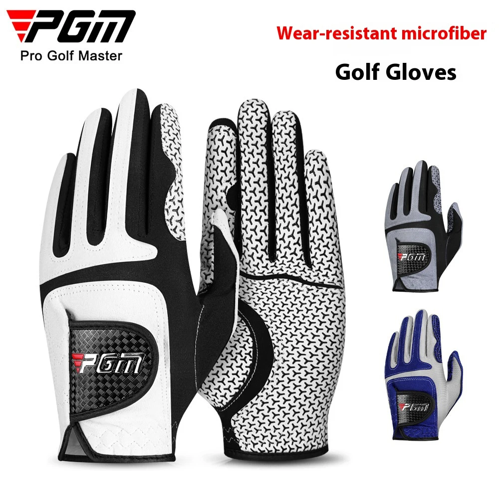 PGM Golf Gloves Men's Elastic Magic Gloves Non slip Breathable Microfiber Cloth Gloves Single Left Hand Blue/White/Grey ST037