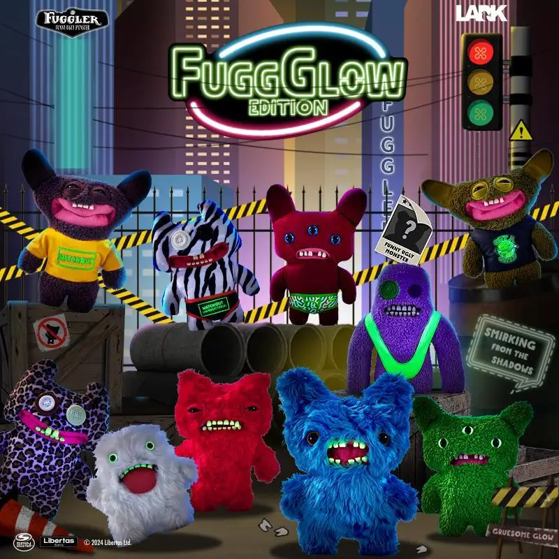 Nightlight Fuggler Cute Teeth Monster Plush Ugly Toy Scream Monster Big Teeth Cartoon Cute Leopard Pattern Big Tongue Plush Gift