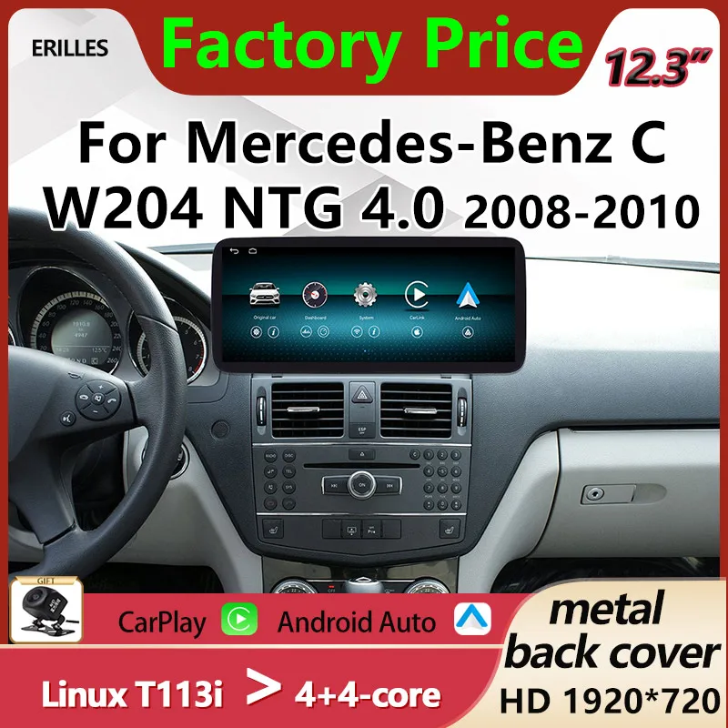 For Mercedes Benz C Class W204 2008-2010 NTG4.0 Car Multimedia Player Wireless Carplay Android auto Navigation Touch Screen BT
