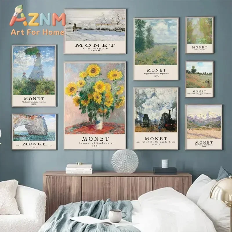 Abstract Claude Monet Canvas Poster Garden Landscape Museum Paintings Portrait Print Wall Art Picture for Living Room Home Decor
