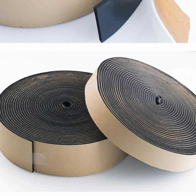 2meter EPDM Self Adhesive Sponge Seal Strip Rubber Black Foam Strong Single-sided Adhesive Soundproof Anti-collision Seal Gasket