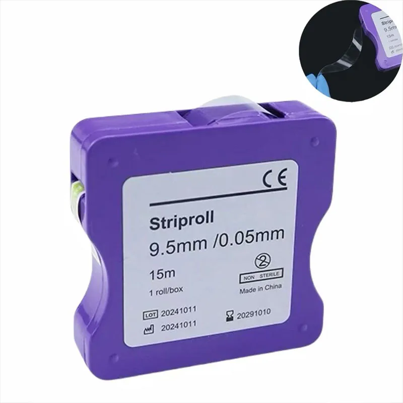 

15 м стоматологическая смола Striproll, стоматологическая полиэфирная пленка, светоотверждаемый литой лист, прозрачные матричные ленты, ширина: 9,5 мм, толщина 0,05 мм