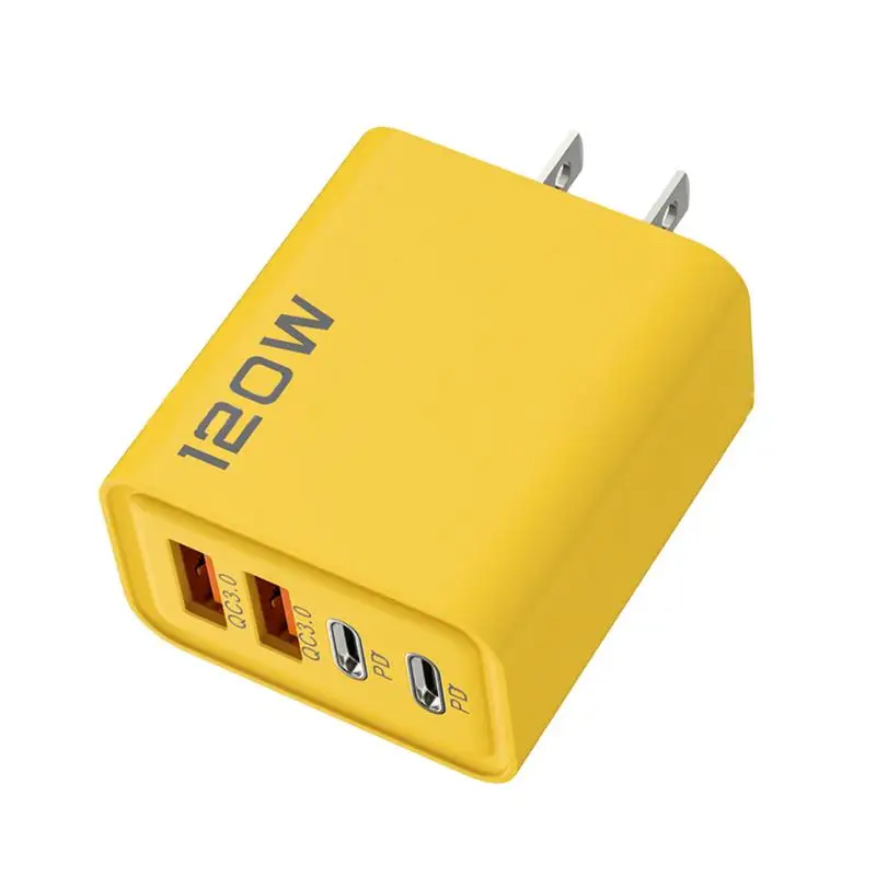 Fast USB Charger Block 120W Plug Cube Phone Charger Phone USB Adapter DualType C PD Charger Smartphone Charger