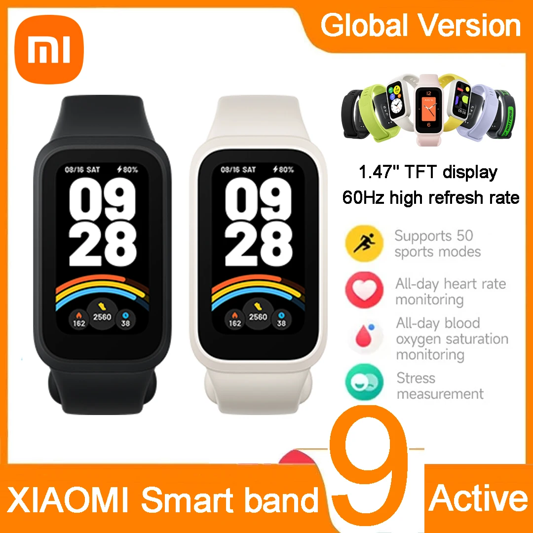 

Xiaomi Smart Band 9 Active Global Version 1.47" TFT Screen 18 Days Battery Life 50 Sports Modes 5ATM Waterproof Sleep Tracking