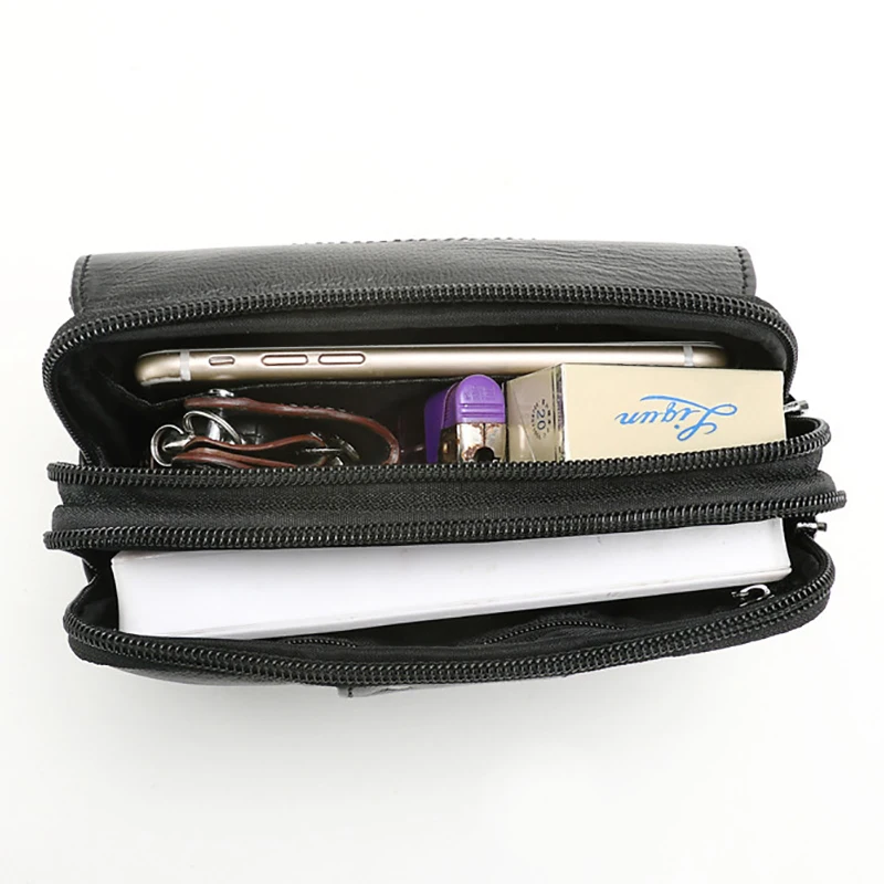 Hot Sale Men Genuine Leather Wallet Waist Pack Belt Bags Organizer Purse Mobile Phone Case Belt Clutch Money Fanny Bag Wallets