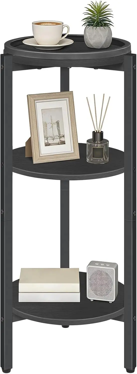 

Small Round Side Table, 3-Tier Tall Coffee Drink Table for Sofa Couch, 28.7" H Slim Nightstand, Circle Accent End Table for L