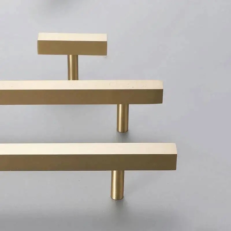 

2"-15" 50-380Mm Golden Square Brass Cabinet Handles Kitchen Furniture Knob Pulls 12X12mm Door Hardware