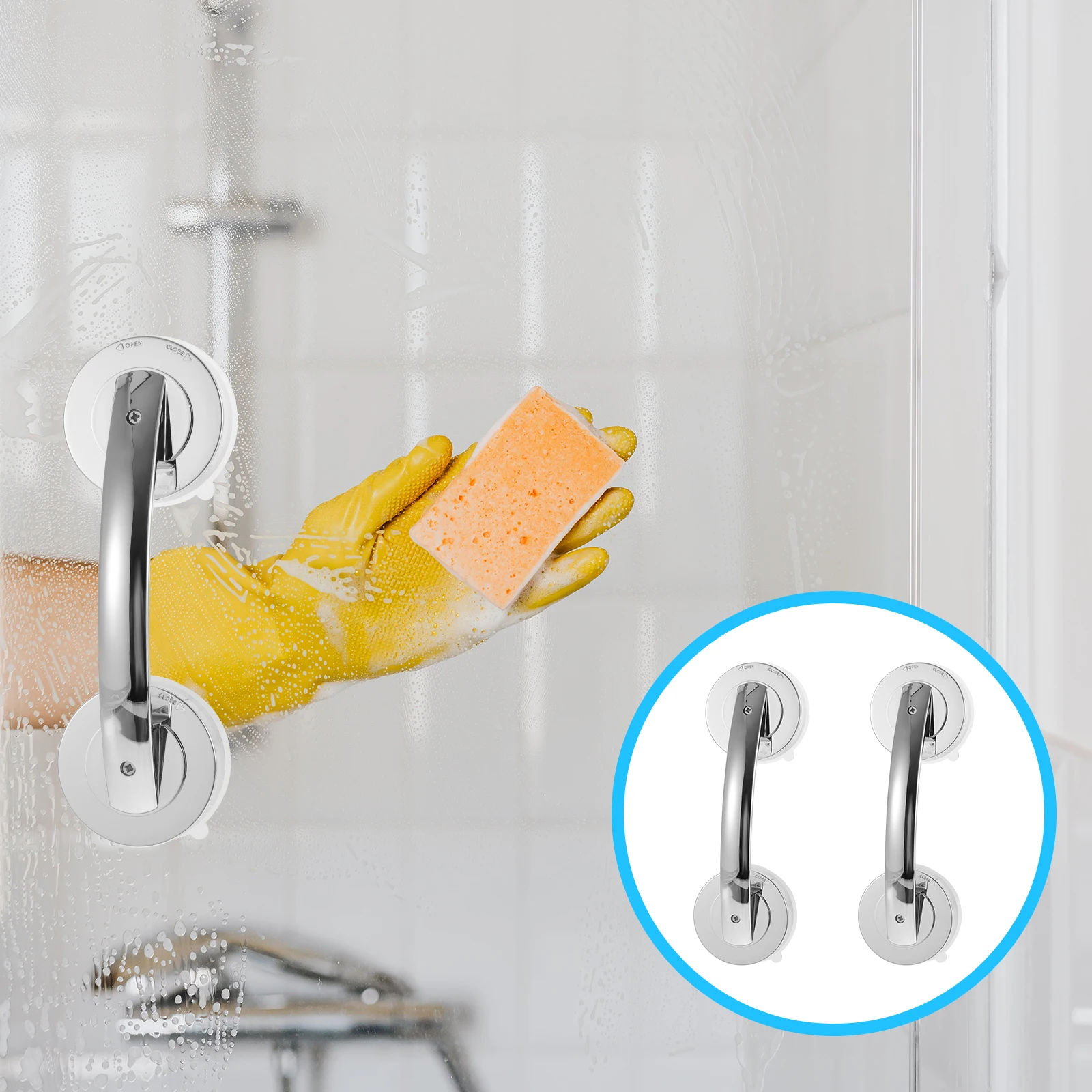 

2 Pcs Silver ABS Plastic Door Handles Cup Easy Install Drawer Pulls Furniture Hardware Glass Toilet Cover Widely Used
