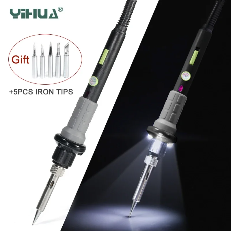 YIHUA 947-V 60W Electric Soldering iron LED lamp Soldering station Temperature Adjustable Soldering Iron tips +5pcs irons tips