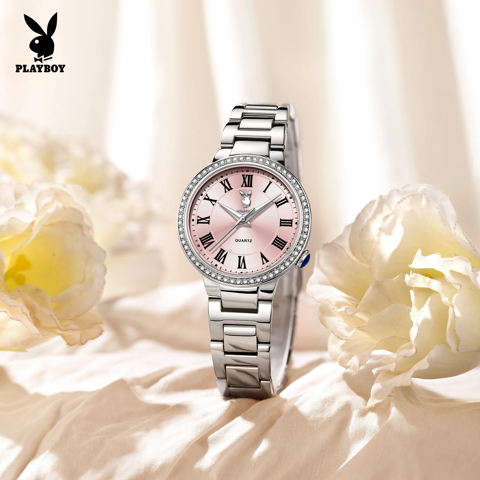 

PLAYBOY 3910 Elegance Watch For Women Round Dial 30m Waterproof Stainless Steel Bracelet Original Quartz Movement Watch
